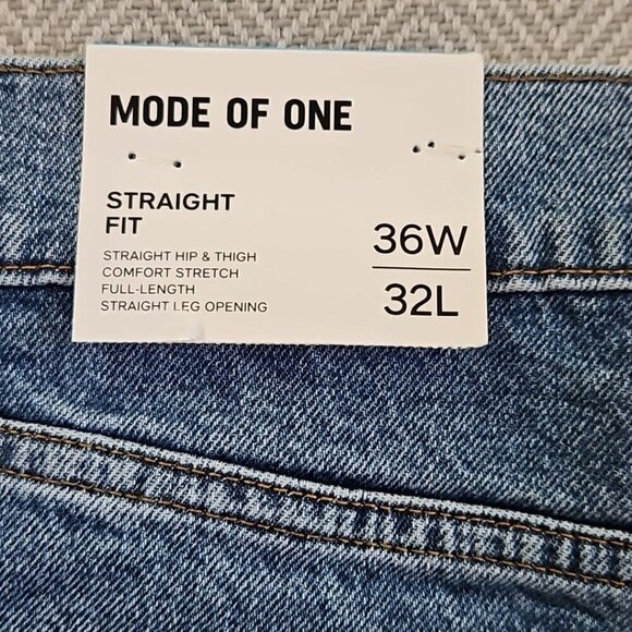 Mode of One Jeans Men's 36W 32L Blue Denim Stretch Straight Leg Quiet Luxury NWT - Picture 11 of 16